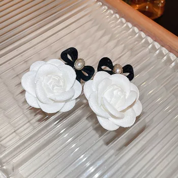 Kórejský New Black Bowknot Veľký Biely Kvet, Kvapka Náušnice Pre Ženy Módne Šperky Vyhlásenie Boucle d'oreille Femme Brincos