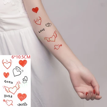 Nepremokavé Dočasné Tetovanie Nálepky anglický List Láska Srdce Krídla Roztomilý Sexy Body Art Flash Tetovanie Falošné Tetovanie pre Ženy Muži