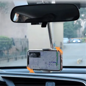 Univerzálny 360 Auto Spätné Zrkadlo Montáž Držiaka Telefónu Nastaviteľné Podporu Pre iPhone 13 GPS Sídlo Smartphone Telefón Držiak na Stojan