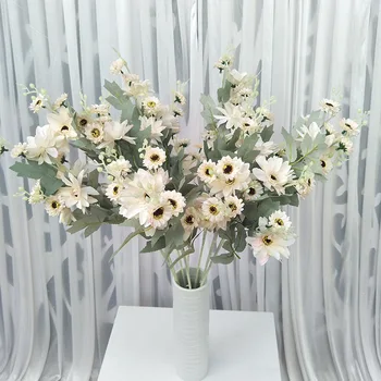 Daisy Kvety Pre bytové Doplnky, Dekorácie Falošné Umelé Kvety, Svadobné Domáce Dekorácie chryzantéma Kytice Nevesty