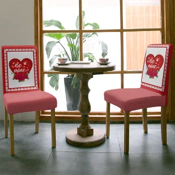 Valentína Láska Rose Červené Biele Stoličky Kryt Jedálenský Spandex Úsek prestieranie Home Office Dekorácie Stôl Stoličky Prípade Nastavte