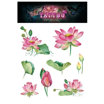 Nepremokavé Dočasné Tetovanie Nálepka pre Ženy, Dievča Kvitne Lotus Art Tetovanie Flash Tatto Letné Kvety Falošné Tetovanie Nálepky
