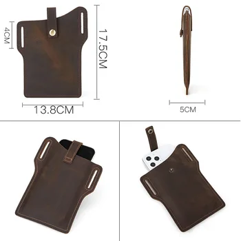Luxusný kožený opasok taška telefón prípade 4.7-6.7 palca pre iPhone Mužov je vonkajší pás vrecko vrecko na telefón puzdro na Huawei, Samsung Obyčajný