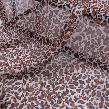 Leopard Tlač Hodvábny Šifón Široký Hodvábna Tkanina Tenké Prostredníctvom Moruša Šatku DIY Šaty