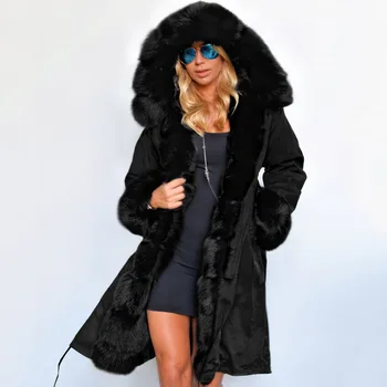2021 Zimné Móda Bežné Udržať v Teple Black Camo Stredné Bundy Outwear Hrubé Parkas Kabát Žien Bunda dámske Kožušinový Kabát