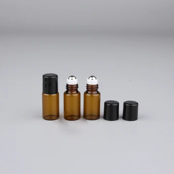 100ks Nový Príchod 3ml/3cc Sklo Roll-on Fľaše Veľkoobchod Prázdne Amber Mini Esenciálny Olej Zobrazenie Vzorového Jar