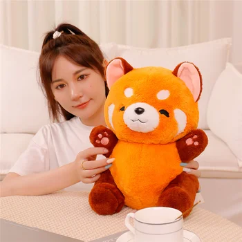 23-60 cm Plnené Anime Obrázok Bábika Obrátil Červená Panda Plushie Bábika Nadýchané Vlasy na Červeno Mýval Zvieratá Objať Hodiť Vankúš Deti