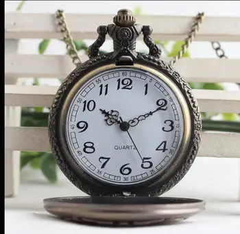 Vintage Bronze starožitnosti bullet starožitností, Flip clock kvalitné steampunk Náhrdelník vreckové hodinky darček PO875