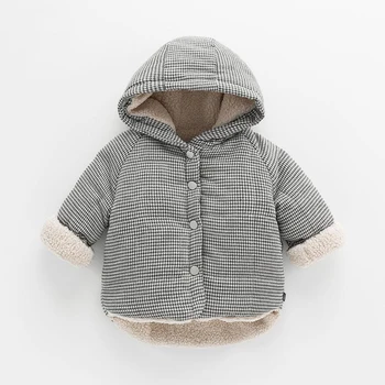 Baby Kabát S Cashmere Pribrala Zimné Bavlna Čalúnená Bunda 1-2-3-4-ročných Detí je Teplý Deti Baránok, Vlnené Oblečenie