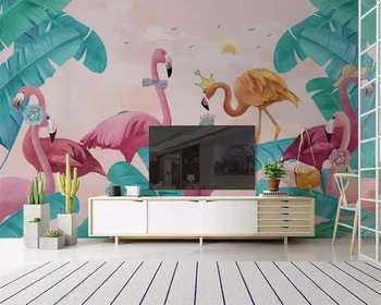 Beibehang Tapety čerstvé tropické rastliny flamingo, tv joj, steny 3d abstraktných de parede obývacia izba, spálňa nástenná maľba 3d tapety