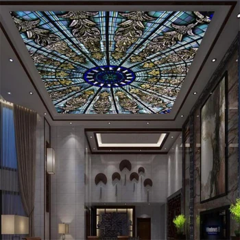 Vlastné Stropné nástenné 3d Tapeta luxusné Európske palác štýl modrý vzor strop, tv joj, steny 3d обои Abstraktných de parede
