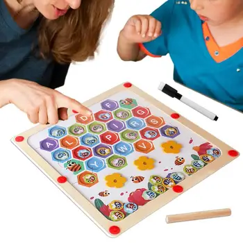 Deti Drevená Abeceda Puzzle Drevené Zvierat Šesťhranné Puzzle, Drevené Hračky Zodpovedajúce Písmeno Hra Montessori Hračky Pre Škôlky