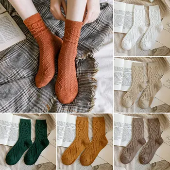 Zimné Cashmere Vlna Žena Ponožky Pevné Japonský Štýl Harajuku Retro Dlhé Ponožky Ženy, Dievčatá Tepelnej Streetwear Posádky Ponožky 2022