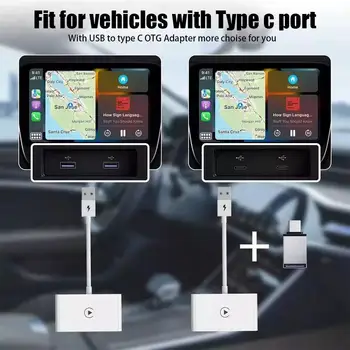 Bezdrôtová CarPlay Adaptér do Auta Pre Iphone Plastové Biele Plug Play 5 ghz WiFi on-Line Aktualizácia Smart Box