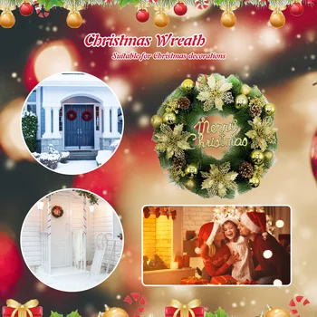 Simulácia Vianočný Veniec Prívesky Nádherné Vianočné Gule, Girlandy Opakovane Dekoratívne Veniec Diel pre Hotel