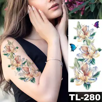 Dočasné Remienok Tetovanie Nepremokavé Dočasné Tetovanie Nálepky Kvet Lotus Tattoo Rukáv Žena Remienok Na Rameno, Kryt Tetovanie Falošné Dievča
