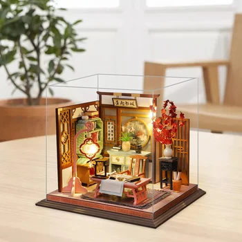 Remeselníci Miniatúrny domček pre bábiky Kit & Batérie Prípade Dreva DIY Samostatne Montáž pre Deti, Dospelých Home Decor