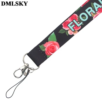 DMLSKY Pinkyrose Keychain kvetinový Telefón ozdobná šnúrka na uniforme Ženy Móda Popruh na Krk Laná na ID Kartu Tlačidlá Telefónu M3996