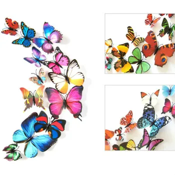 6@# 12Pcs/veľa Farebný Motýľ, Magnety na Chladničku 3D Butterfly Design Art Nálepky Izba Magnetické Domova Diy Dekorácie