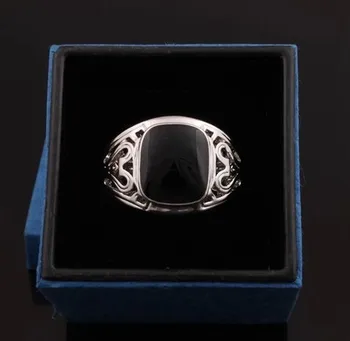 Olej muž Retro Black Zirkón prstene, šperky E0299 mužov osobnosti