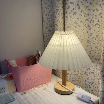 Kórejský Štýl, DOPLNKY, Spálňa Decor Stolná Lampa Drevené Skladaný Stolové Lampy pre Ženy Foto rekvizity S Trikolóra Led Žiarovka Nočné svetlo