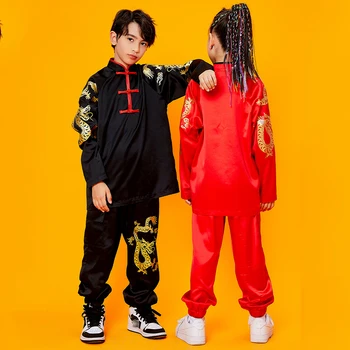 Moderný Čínsky Štýl Hip Hop Tanečný Kostým Voľné Tang Vyhovovali Chlapcov Street Dance Oblečenie Dievčatá Pódium Koncert Fáze Nosenie DNV15730
