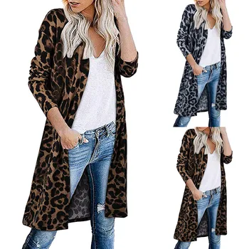 Dámske Zimné Bundy dámske Ležérne Sako Ženy Zimné Oblečenie Leopard Tlač Cardigan Blúzka Kabát Bunda Dámske Kabát