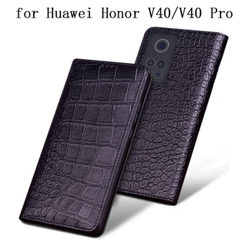 Nové Módne Krokodíla Prípade Huawei Honor V40/V40 Pro Luxusné Originálny Kožený Kryt Telefónu pre Huawei Honor V40Pro funda Pokožky