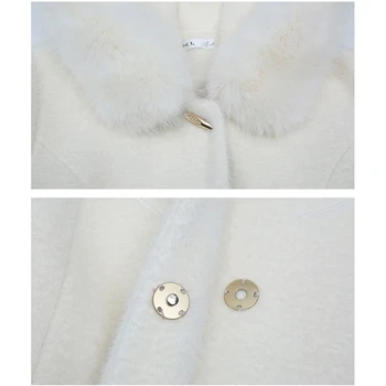 Imitácia Noriek Obloženie Kabát Ženy 2022 Zimné Vlnené Kabát Ženy Kabát Módne Slim S Kapucňou Dlho Teplé Vrchné Oblečenie