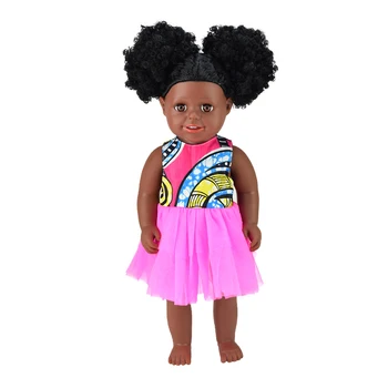 Veľkoobchod vlastné módne PVC, čierny realistický dievča hračka baby doll darček pre deti, 18inches Afrika Amerika black bábika