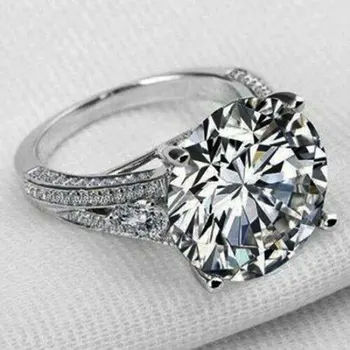 Strieborná Farba Moderné Snubné Prstene Crystal 5 Carat Geometrie Strany Zásnubný Prsteň pre Ženy, Dievčatá Darček Dropshipping Šperky