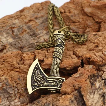 Obojstranný Rune Vlk A Raven Slovanské Náhrdelníky, Amulety Talizmany Kúzlo Viking Odin Rukoväť Sekera Prívesky Severanov Vikingovia Šperky