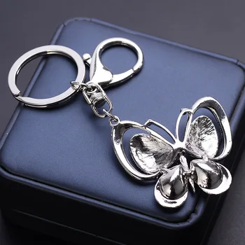 Ozdoby modrá Drahokamu-Crystal motýľ keychain keyring zliatiny Zvierat, hmyzu krídlo remeslá auto prívesok darček lady taška kľúč reťazca