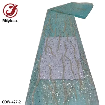 2021 Nové Čipky Textílie Perličiek Trubice Sequin Výšivky francúzsky Tylu Oka Dizajn, Šitie Party Šaty CDW-427