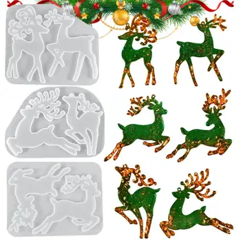 Vianočné Tvarované Silikónové Formy DIY Epoxidové Živice Formy Elk Formy Vianočný Stromček Prívesok Jeleň Dekorácie Plesne Elk G7I0