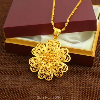 Nový Príchod Krásny Kvet Prívesok&Náhrdelník Zlatá Farba Etiópskej Šperky Pre Ženy, Dievčatá Dary