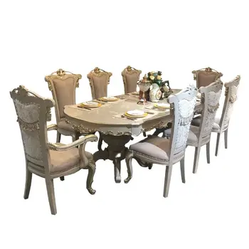Európsky štýl masívneho dreva jedálenský stôl obdĺžnikový veľké rodinné handričkou jedálenský stôl a stoličky zmes jednoduchých neoklasicistickom 8-p