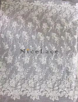 Nicelace 5Yard/Veľa Kvalitných Korálkové Výšivky, Čipky Textílie S Flitrami Mäkké Oka Tylu Pre Nevesta Svadobné Šaty Žena Odevy