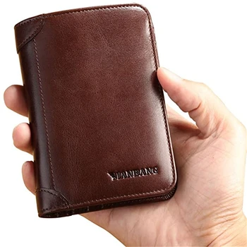 Pánske Peňaženky RFID pravej Kože Trifold Peňaženky Pre Mužov s ID Okno a Kreditná Karta Majiteľa