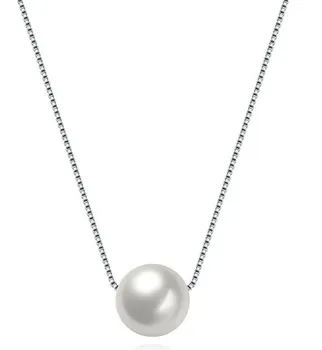 HABITOO Skutočné 10-11 mm Prírodná Biela Kolo Sladkovodné Perlový Náhrdelník 925 Silver Poľa Reťazca pre Ženy, Módne Šperky, Svadobné