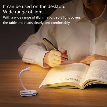 Kniha Svetlo Mini Flexibilné Led Nočné Svetlo Clip-On Stolná Lampa Svetlo, Lampa na Čítanie pre Cestovanie Spálňa Knihu Biela/Čierna