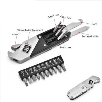 Z nehrdzavejúcej ocele nastaviteľný kľúč Skladací Imbusový kľúč Multifunkčný kľúč s skrutkovač