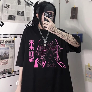 Žena Tshirts anime Tlač Nadrozmerné Príležitostné Voľné Krátke Sleeve T-shirt Streetwear Topy Harajuku víla grunge Tees Módne y2k