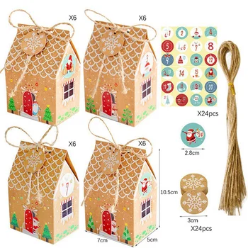 Adventný Kalendár Gingerbread House Darčeka Vianočný Liečbu Candy Prospech Box S Darček Tag Nálepky Časovač Vianoce