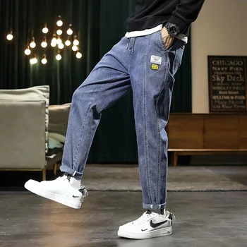 Harlan Džínsy Mužov Pevné Šitie Džínsové Nohavice Hiphop Streetwear Jar Leto Trend Trakmi Bežné Slim Straight-leg Nohavice