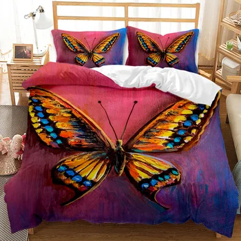 Fantasy Motýle Kvetinový Zvierat Polyester Deka Kryt Kráľ, Kráľovná Motýľ Dieťa Posteľná Bielizeň Sada Akvarelových Motýľ Perinu