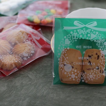 Vianočné Cookie Candy Dragee Package Samolepiace funkcie opp Darčeky Taška Nový Rok pre Noel Home Party Balenie Dekorácie